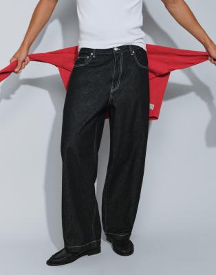 Asos Design Barrel Jeans In Black