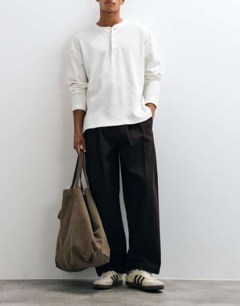 ASOS DESIGN barrel jeans in raw brown - view 1