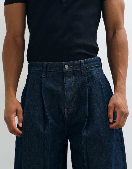 ASOS DESIGN barrel jeans in raw indigo denim with pleats, 5 of 5