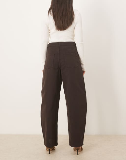 ASOS DESIGN high waist barrel jeans in chocolate