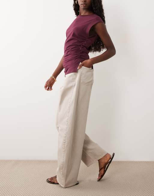 ASOS DESIGN barrel jeans in taupe, 2 of 5