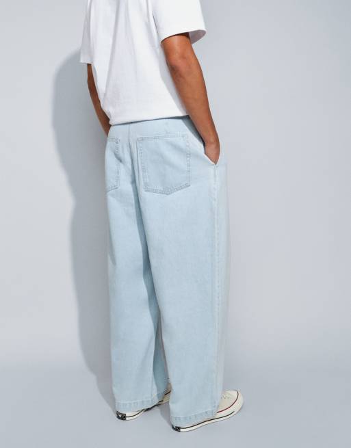 ASOS DESIGN – Barrel-Jeans in verwaschenem Hellblau mit Bundfalten, 3 von 5