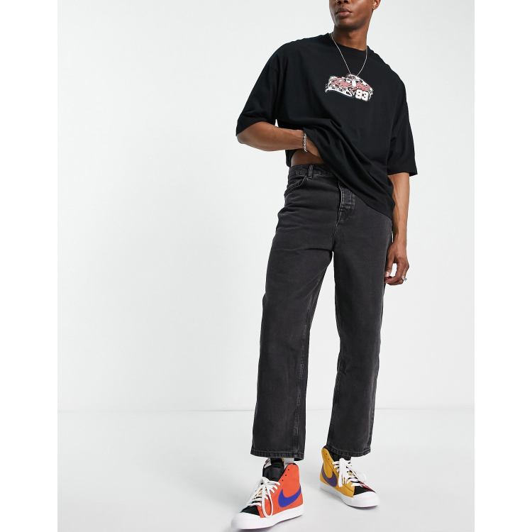 ASOS DESIGN barrel jeans in washed black