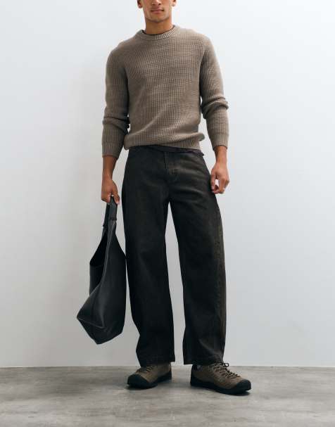 ASOS DESIGN barrel jeans in washed brown - view 1