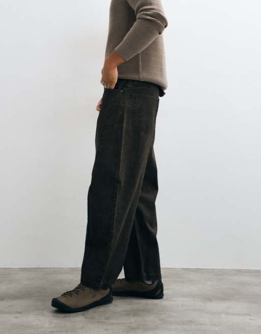 ASOS DESIGN barrel jeans in washed brown, 2 of 5