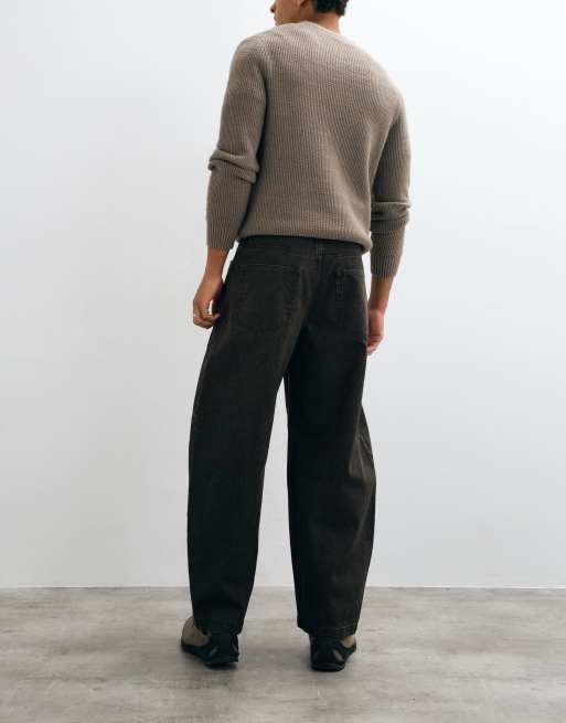 ASOS DESIGN barrel jeans in washed brown, 3 of 5