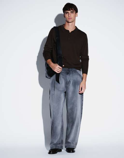 ASOS DESIGN barrel jeans in washed grey with pleats, 5 of 5