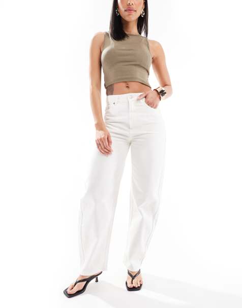 ASOS DESIGN – Barrel-Jeans in Weiß - view 1