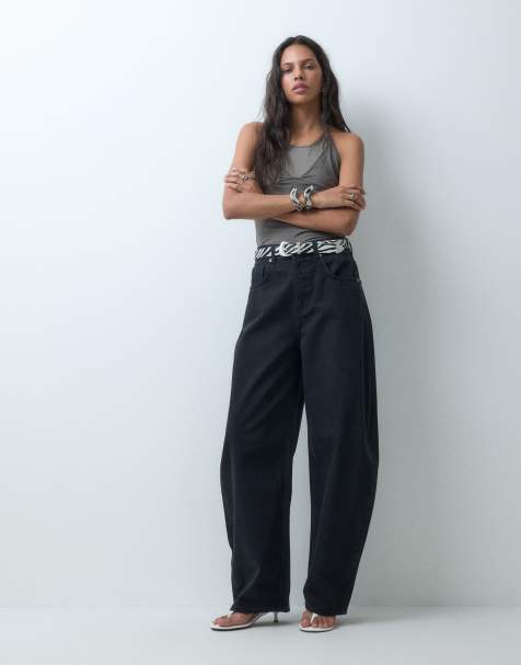 ASOS DESIGN - Barrel jeans met hoge taille in zwart - view 1