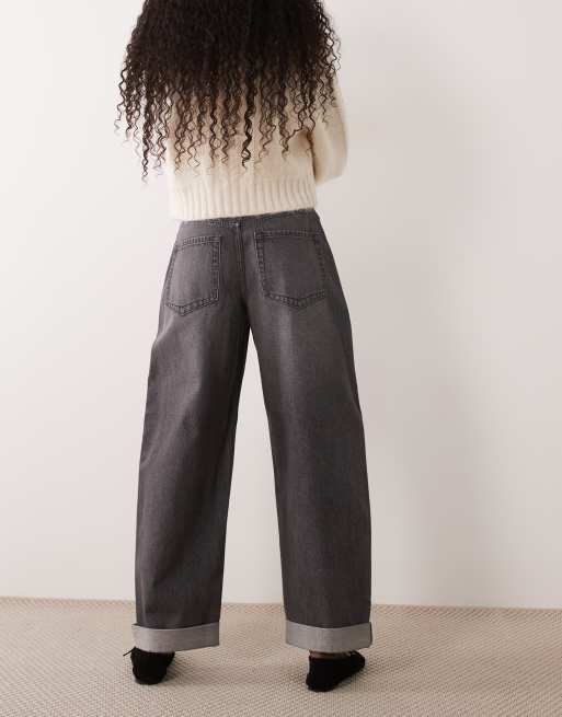 ASOS DESIGN barrel jeans met omslag in grijs, 2 van 5