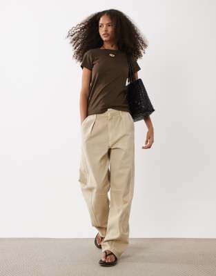 ASOS DESIGN barrel jeans with seams in stone wash