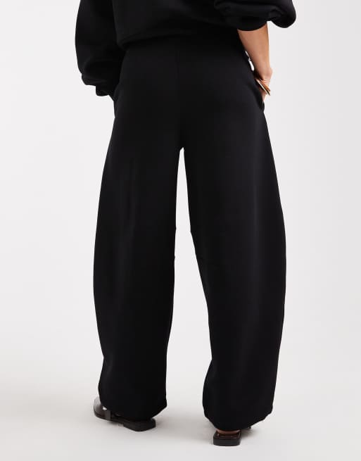 ASOS DESIGN barrel leg brushback jogger in black, 4 of 5