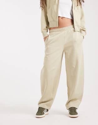 Asos Design Barrel Leg Brushback Jogger In Neutral