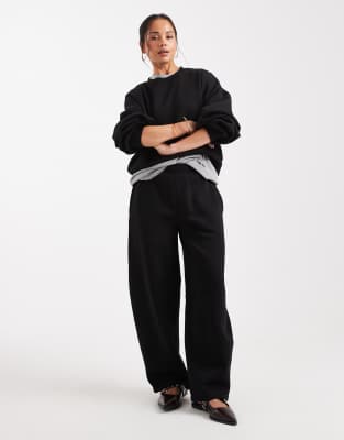 Asos Design Barrel Leg Brushback Sweatpants In Black