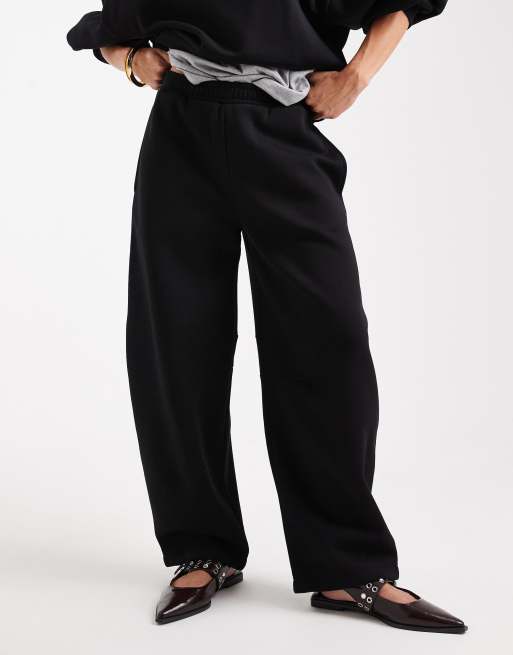 ASOS DESIGN barrel leg brushback jogger in black