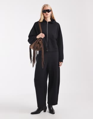 Asos Design Barrel Leg Brushback Sweatpants In Black