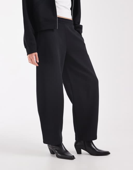 ASOS DESIGN Barrel leg brushback sweatpants in black, 2 of 5