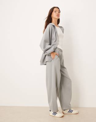 Asos Design Barrel Leg Brushback Sweatpants In Blue