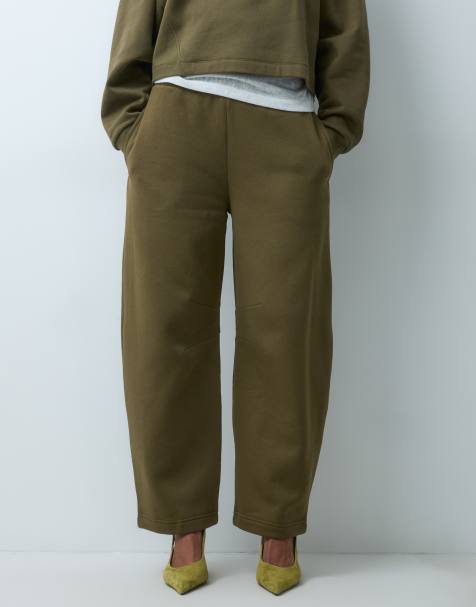 ASOS DESIGN barrel leg brushback sweatpants in khaki - view 1