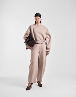 Asos Design Barrel Leg Brushback Sweatpants In Brown