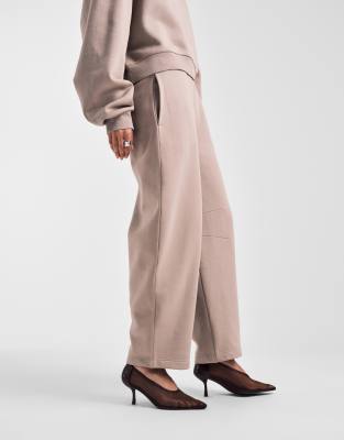Asos Design Barrel Leg Brushback Sweatpants In Brown