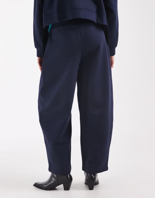 ASOS DESIGN barrel leg brushback sweatpants in navy, 5 of 5