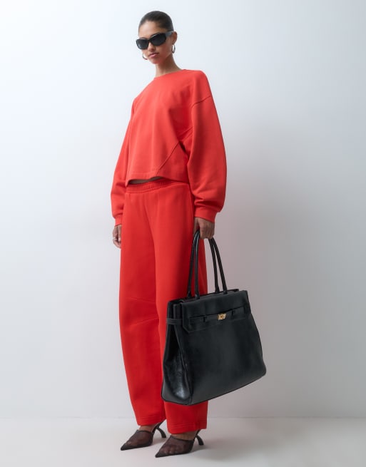 ASOS DESIGN brushback sweats mix & match in red, 4 of 6