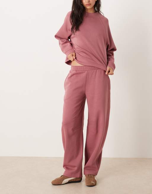 ASOS DESIGN barrel leg brushback sweatpants in rose pink, 2 of 5