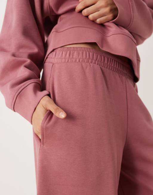 ASOS DESIGN barrel leg brushback sweatpants in rose pink, 3 of 5