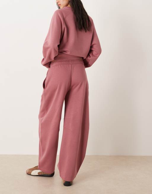 ASOS DESIGN barrel leg brushback sweatpants in rose pink, 4 of 5
