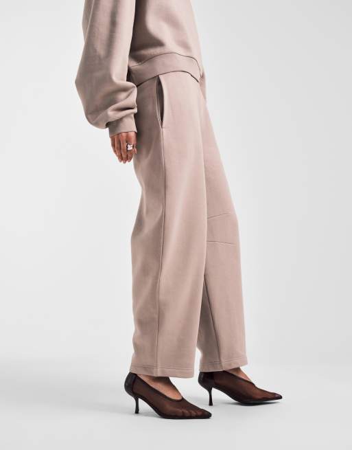 ASOS DESIGN barrel leg brushback trackies in mocha taupe, 2 of 5