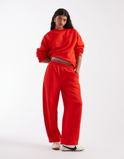 ASOS DESIGN Mix & Match brushback sweat set in red, 4 of 6