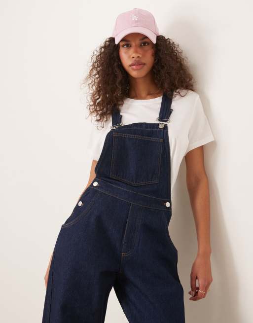 ASOS DESIGN barrel leg denim overalls in indigo | ASOS