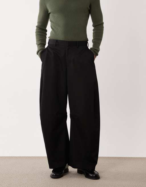 ASOS DESIGN barrel leg dress pants in black, 2 of 5