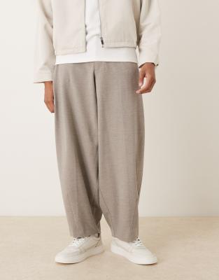Asos Design Barrel Leg Dress Pants In Neutral