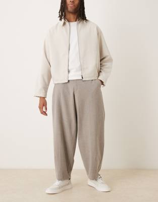 Asos Design Barrel Leg Dress Pants In Neutral