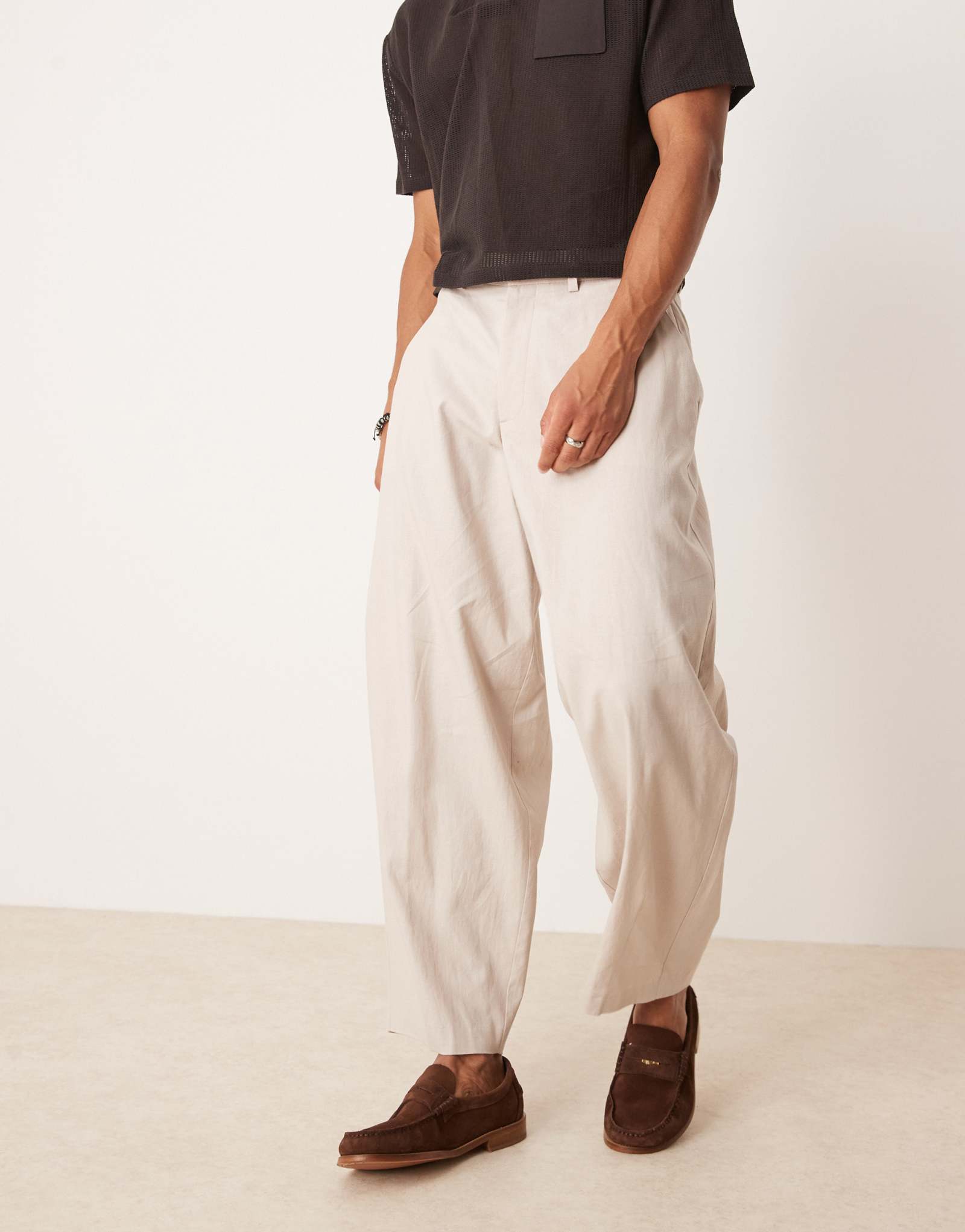 Дизайнерские брюки-лодочки ASOS из смеси каменного льна