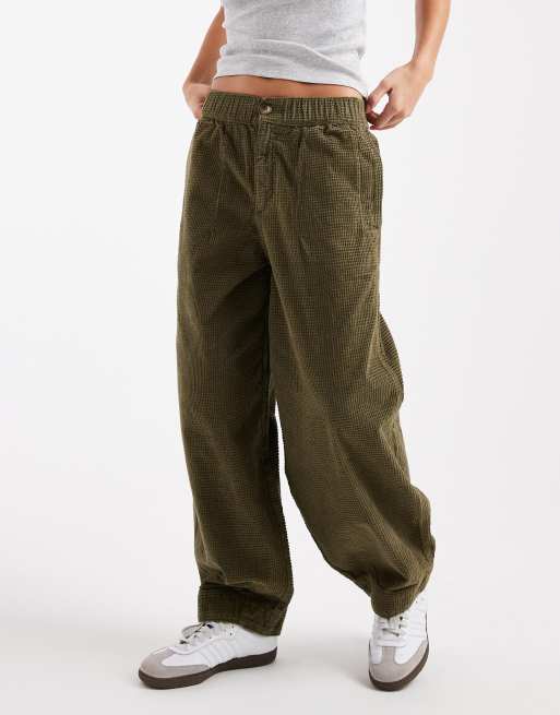 ASOS DESIGN – Barrel-Leg-Hose aus Bubble-Cord in Khaki , 2 von 4