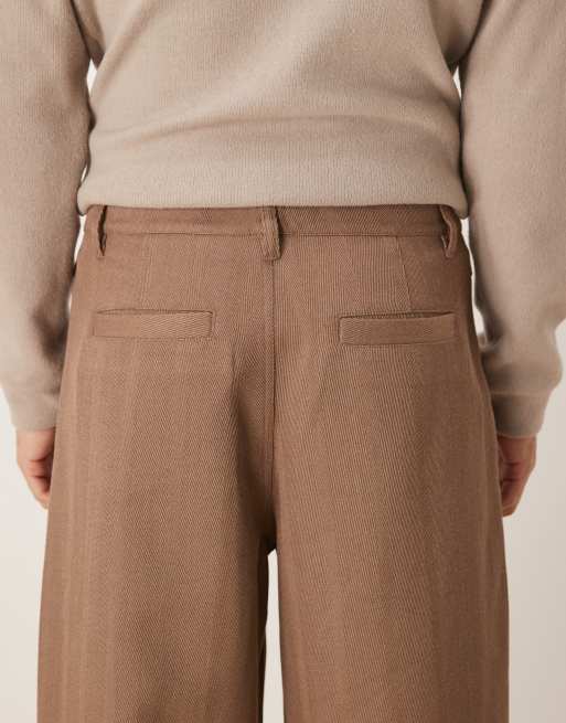 ASOS DESIGN – Barrel-Leg-Hose in Braun mit Bundfalten, 4 von 5