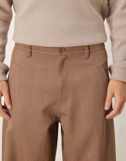 ASOS DESIGN – Barrel-Leg-Hose in Braun mit Bundfalten, 5 von 5