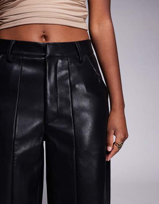 ASOS DESIGN – Barrel Leg Hose in schwarzer Leder-Optik mit Nahtdetail, 5 von 5