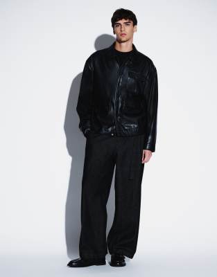 Asos Design Barrel Leg Jean In Black