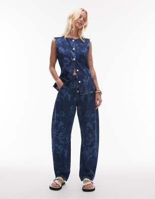 ASOS DESIGN ASOS DESIGN barrel leg jean in floral rinse wash-Navy