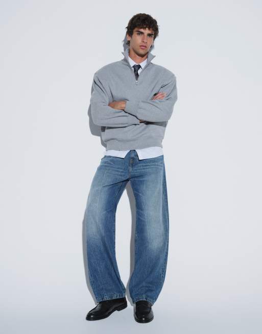 ASOS DESIGN barrel leg jean in mid wash blue, 2 of 4