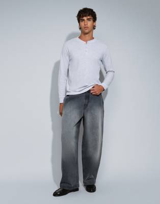 Asos Design Barrel Leg Jean In Blue