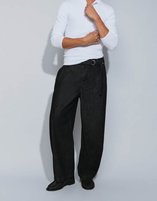 ASOS DESIGN barrel-leg jeans i sort med bælte, 5 af 5