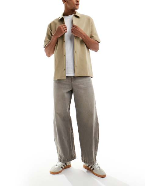 ASOS DESIGN – Barrel-Leg-Jeans in brauner Tönung - view 1