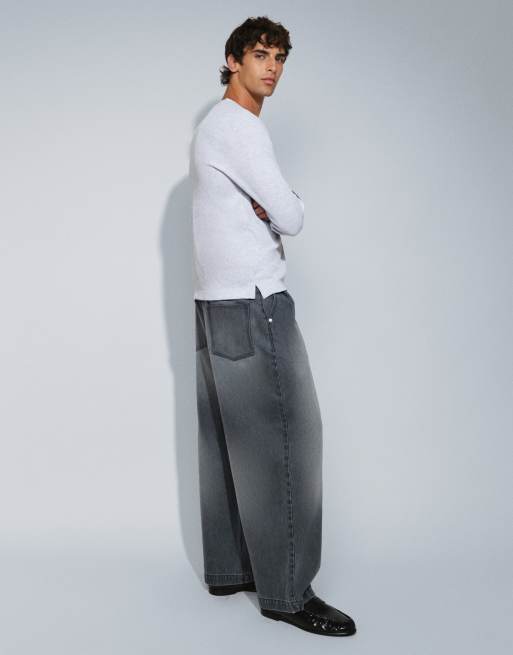 ASOS DESIGN barrel leg jeans in gewassen zwart, 5 van 5