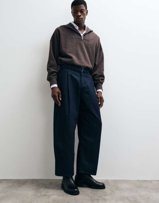 ASOS DESIGN barrel leg jeans in indigo met riem, 2 van 5