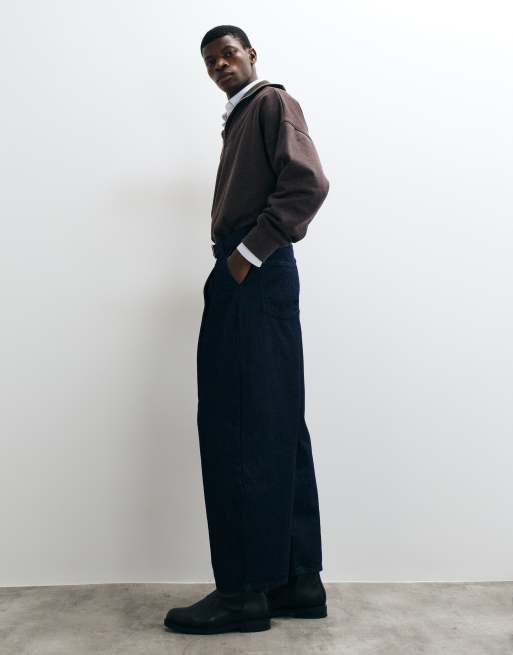 ASOS DESIGN barrel leg jeans in indigo met riem, 4 van 5